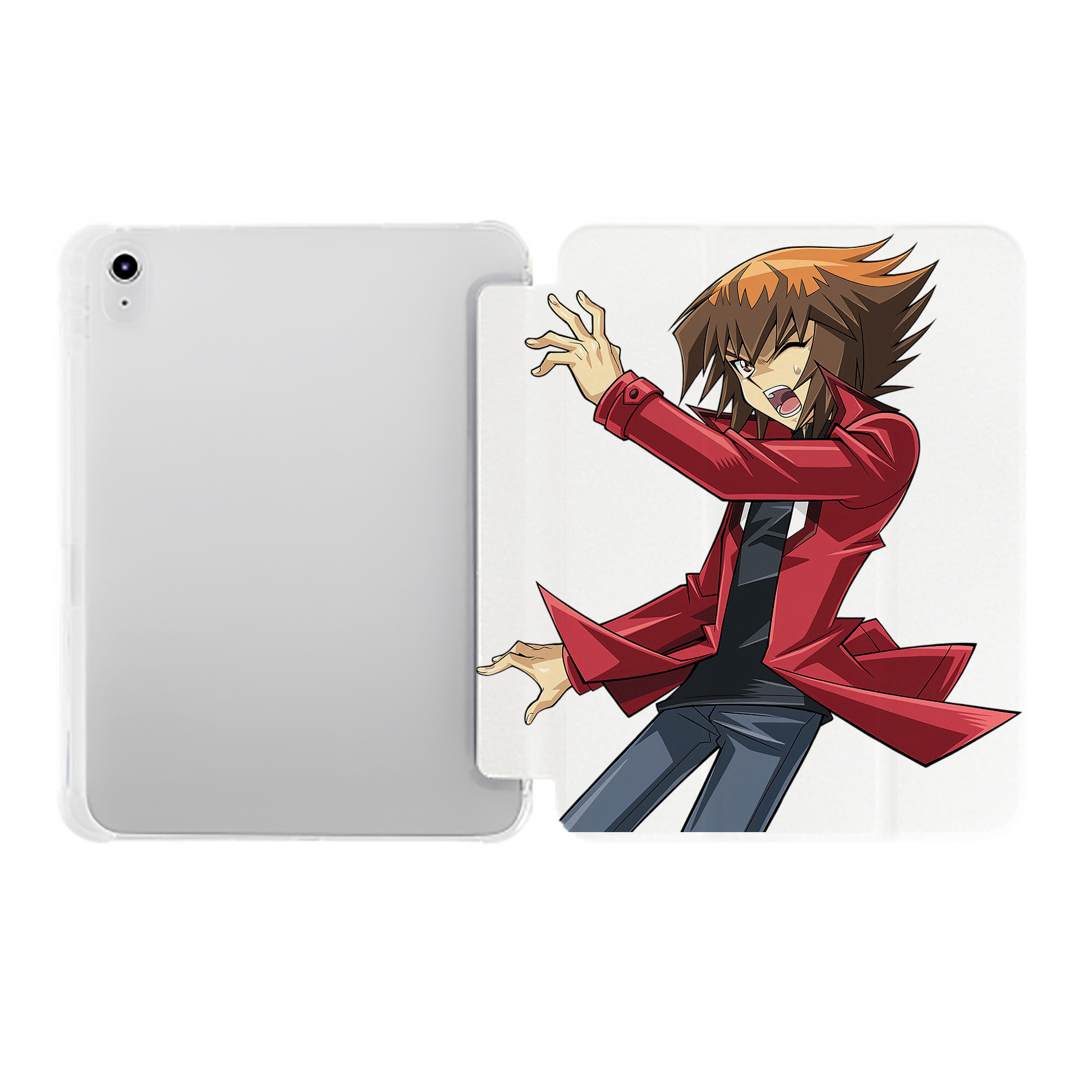（画像用） 遊☆戯☆王 Yu-Gi-Oh! IPad ケース ペン収納付き 三つ折りスタンド PUレザー×シリコン 対応機種9.5/10.5/10.9インチ
